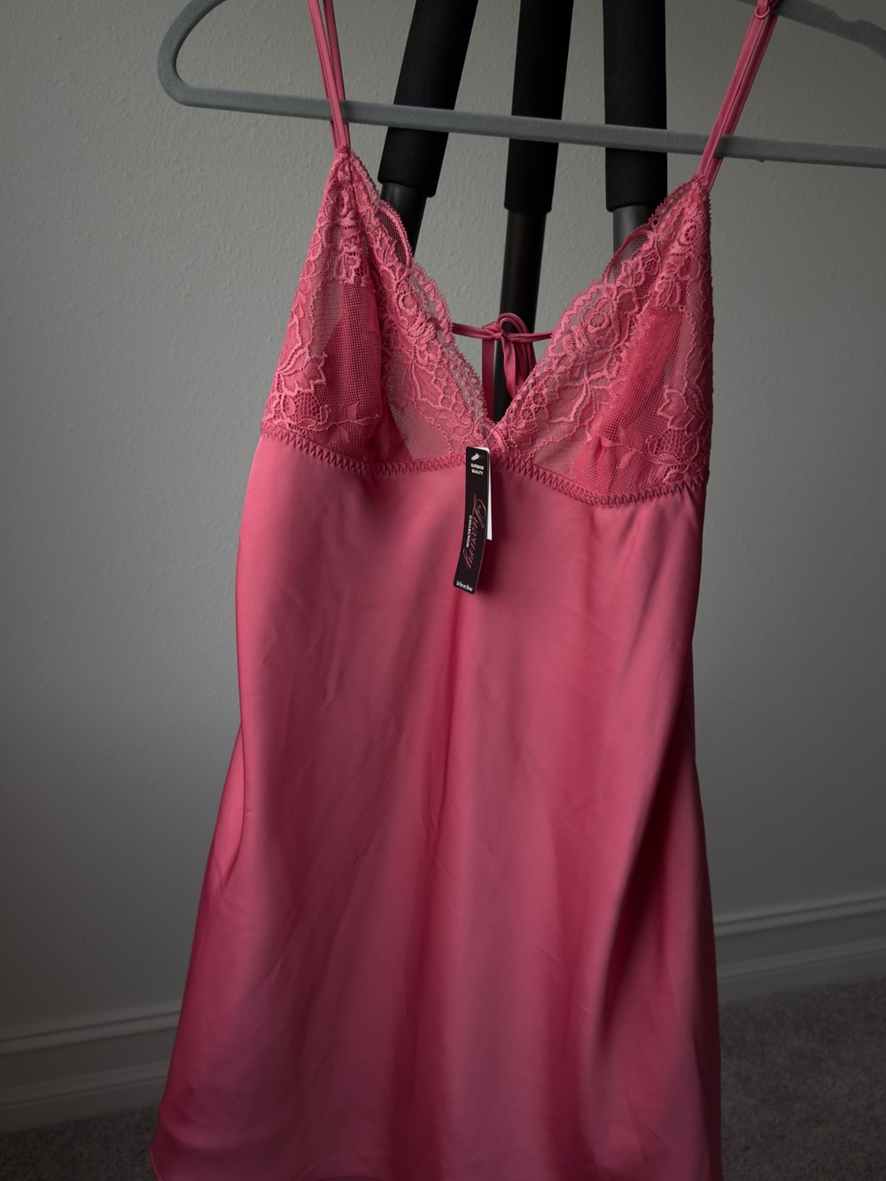 La Vie En Rose Rose Pink Lace-Trim Chemise